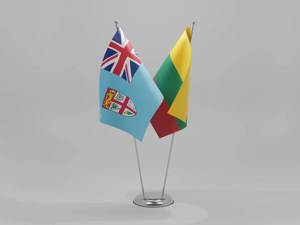 Lituania Banderas Cooperación Fiyi Fondo Blanco Render — Foto de Stock