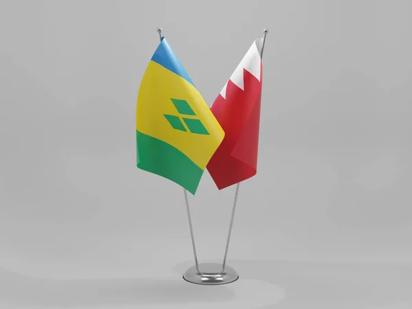 Bahrajn Saint Vincent Grenadyny Flagi Współpracy Białe Tło Render — Zdjęcie stockowe