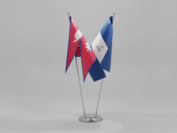 Nicaragua Flaggen Der Nepalesischen Zusammenarbeit Weißer Hintergrund Render — Stockfoto