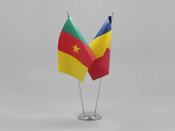 Tschad Kamerun Kooperationsfahnen Weißer Hintergrund Render — Stockfoto