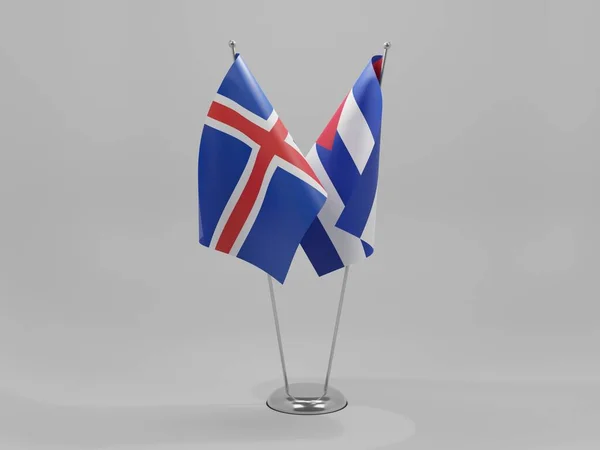 Cuba Banderas Cooperación Islandia Fondo Blanco Render —  Fotos de Stock