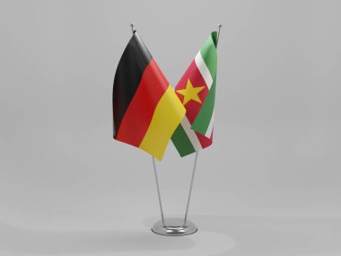Surinam - Almanya İşbirliği Bayrakları, Beyaz Arkaplan - 3D Render