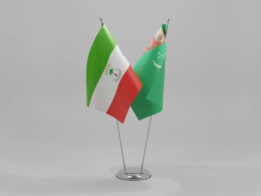 Türkmenistan - Ekvator Ginesi İşbirliği Bayrakları, Beyaz Arkaplan - 3D Render