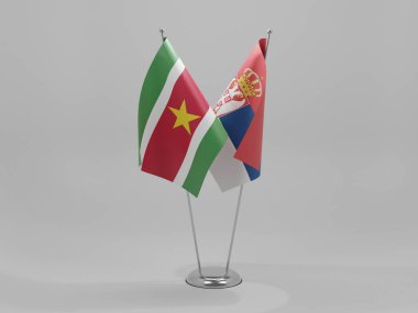 Sırbistan - İşbirliği Bayrakları, Beyaz Arkaplan - 3D Render