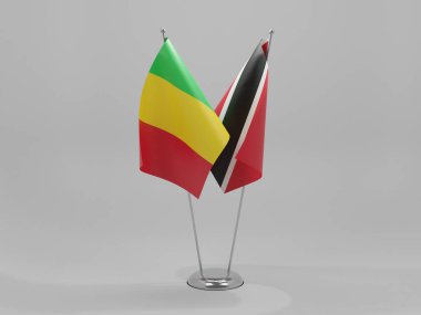 Trinidad ve Tobago - Mali İşbirliği Bayrakları, Beyaz Arkaplan - 3D Render