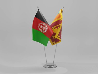 Sri Lanka - Afganistan İşbirliği Bayrakları, Beyaz Arkaplan - 3D Render