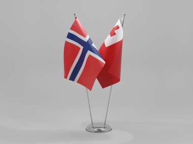 Tonga - Norveç İşbirliği Bayrakları, Beyaz Arkaplan - 3D Render