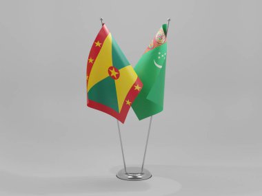 Türkmenistan - Grenada İşbirliği Bayrakları, Beyaz Arkaplan - 3D Renklendirme