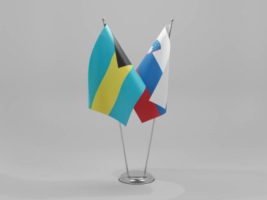 Slovenya - Bahamalar İşbirliği Bayrakları, Beyaz Arkaplan - 3D Render