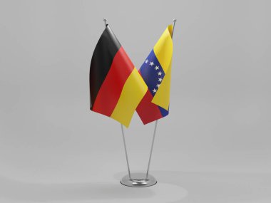 Venezuela - Almanya İşbirliği Bayrakları, Beyaz Arkaplan - 3D Render