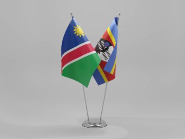 Svaziland - Namibya İşbirliği Bayrakları, Beyaz Arkaplan - 3D Yapılandırma