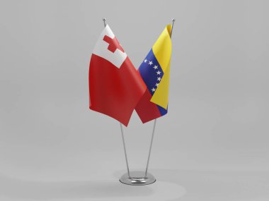 Venezuela - Tonga İşbirliği Bayrakları, Beyaz Arkaplan - 3D Render