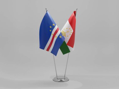 Tacikistan - Cape Verde İşbirliği Bayrakları, Beyaz Arkaplan - 3D Yapılandırma