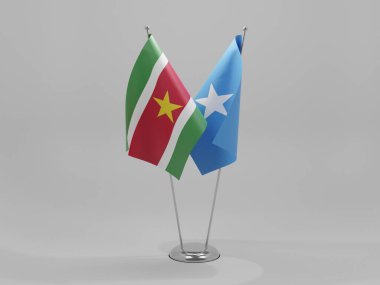 Somali - Surinam İşbirliği Bayrakları, Beyaz Arkaplan - 3D Yapılandırma