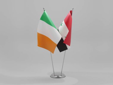 Suriye - İrlanda İşbirliği Bayrakları, Beyaz Arkaplan - 3D Yapılandırma