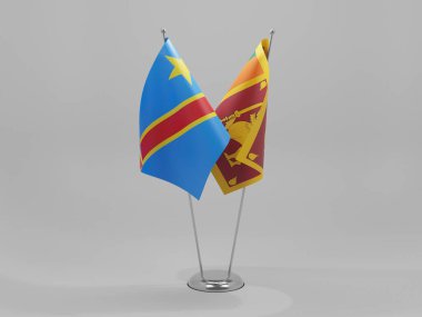 Sri Lanka - Kongo Demokratik Cumhuriyeti İşbirliği Bayrakları, Beyaz Arkaplan - 3D Render