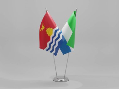 Sierra Leone - Kiribati İşbirliği Bayrakları, Beyaz Arkaplan - 3D Render