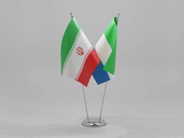 Sierra Leone - İran İşbirliği Bayrakları, Beyaz Arkaplan - 3D Render