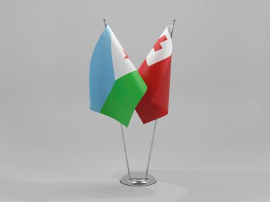 Tonga - Cibuti İşbirliği Bayrakları, Beyaz Arkaplan - 3D Render