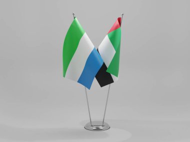 Birleşik Arap Emirlikleri - Sierra Leone İşbirliği Bayrakları, Beyaz Arkaplan - 3D Yapılandırma