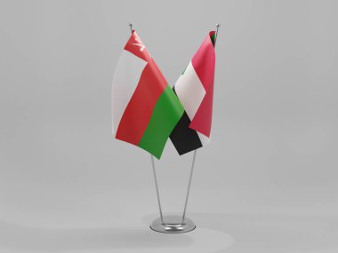 Sudan - Umman İşbirliği Bayrakları, Beyaz Arkaplan - 3D Render