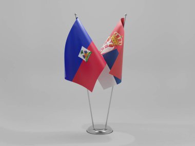 Sırbistan - Haiti İşbirliği Bayrakları, Beyaz Arkaplan - 3D Hazırlama