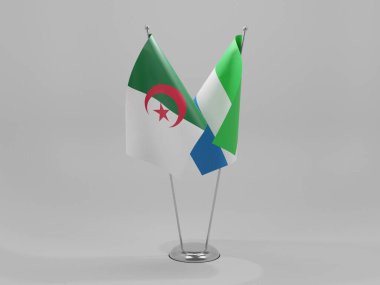 Sierra Leone - Cezayir İşbirliği Bayrakları, Beyaz Arkaplan - 3D Render