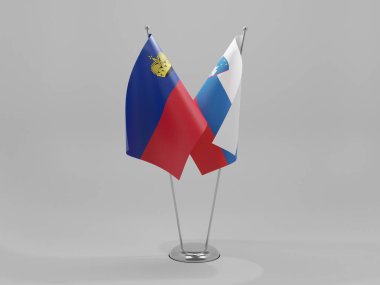 Slovenya - Lihtenştayn İşbirliği Bayrakları, Beyaz Arkaplan - 3D Render