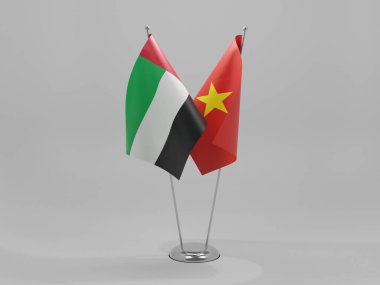 Vietnam - Birleşik Arap Emirlikleri İşbirliği Bayrakları, Beyaz Arkaplan - 3D Render