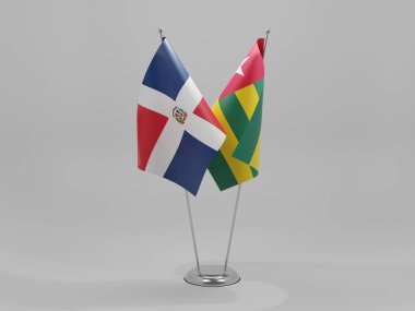 Togo - Dominik Cumhuriyeti İşbirliği Bayrakları, Beyaz Arkaplan - 3D Render