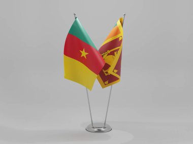 Sri Lanka - Kamerun İşbirliği Bayrakları, Beyaz Arkaplan - 3D Render