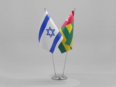 Togo - İsrail İşbirliği Bayrakları, Beyaz Arkaplan - 3D Yapılandırma