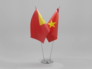 Vietnam - Doğu Timor İşbirliği Bayrakları, Beyaz Arkaplan - 3D Render