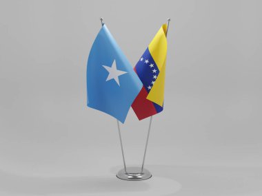 Venezuela - Somali İşbirliği Bayrakları, Beyaz Arkaplan - 3D Render