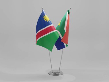 Güney Afrika - Namibya İşbirliği Bayrakları, Beyaz Arkaplan - 3D Render