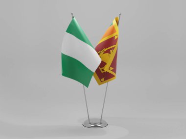 Sri Lanka - Nijerya İşbirliği Bayrakları, Beyaz Arkaplan - 3D Render