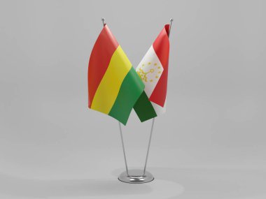 Tacikistan - Bolivya İşbirliği Bayrakları, Beyaz Arkaplan - 3D Yapılandırma