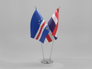 Tayland - Cape Verde İşbirliği Bayrakları, Beyaz Arkaplan - 3D Render