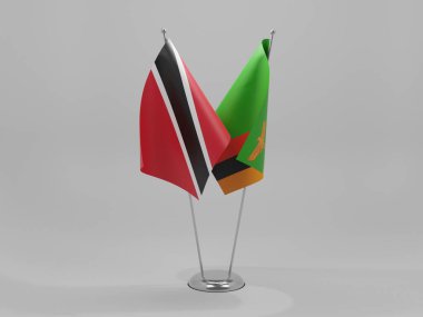 Zambiya - Trinidad ve Tobago İşbirliği Bayrakları, Beyaz Arkaplan - 3D Yapılandırma