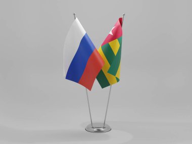 Togo - Rusya İşbirliği Bayrakları, Beyaz Arkaplan - 3D Yapılandırma