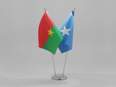Somali - Burkina Faso İşbirliği Bayrakları, Beyaz Arkaplan - 3D Render