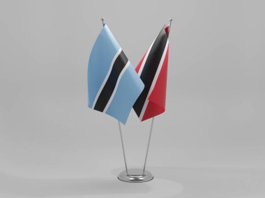 Trinidad ve Tobago - Botswana İşbirliği Bayrakları, Beyaz Arkaplan - 3D Render