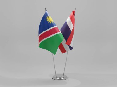 Tayland - Namibya İşbirliği Bayrakları, Beyaz Arkaplan - 3D Render