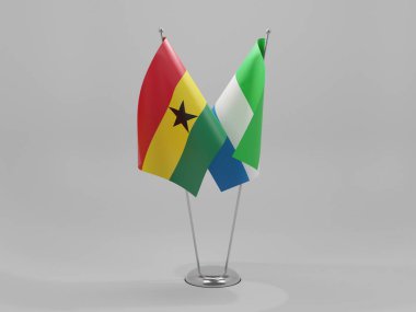 Sierra Leone - Gana İşbirliği Bayrakları, Beyaz Arkaplan - 3D Render