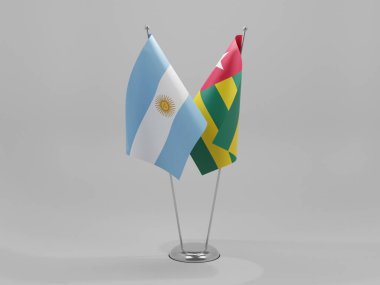 Togo - Arjantin İşbirliği Bayrakları, Beyaz Arkaplan - 3D Render