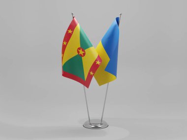 Ukrayna - Grenada İşbirliği Bayrakları, Beyaz Arkaplan - 3D Renklendirme