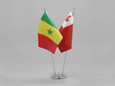 Tonga - Senegal İşbirliği Bayrakları, Beyaz Arkaplan - 3D Render