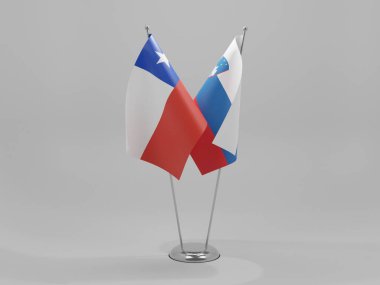 Slovenya - Şili İşbirliği Bayrakları, Beyaz Arkaplan - 3D Render