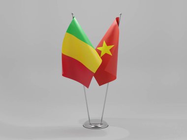 Vietnam - Mali İşbirliği Bayrakları, Beyaz Arkaplan - 3D Yapılandırma