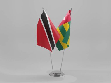 Togo - Trinidad ve Tobago İşbirliği Bayrakları, Beyaz Arkaplan - 3D Yapılandırma